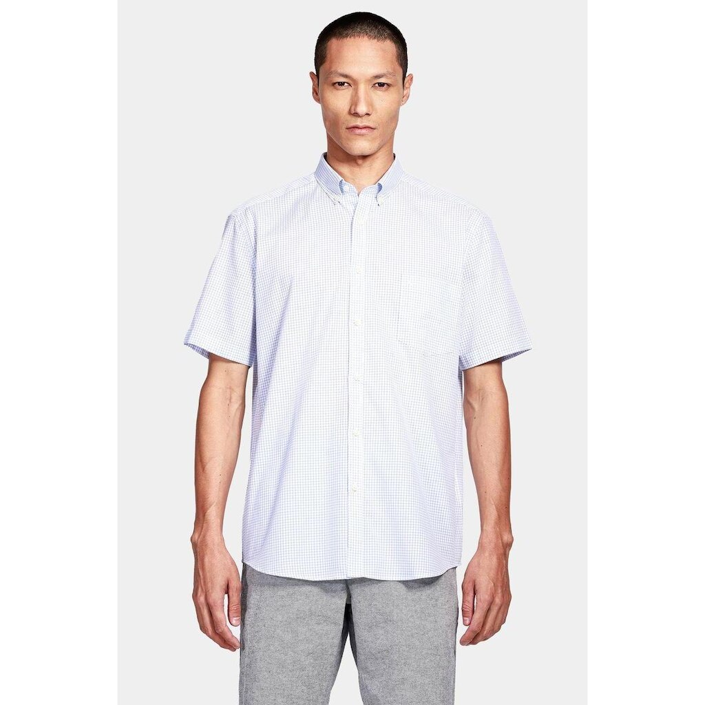 Camisa Aramis Manga Curta Regular Com Bolso Branco Com Azul