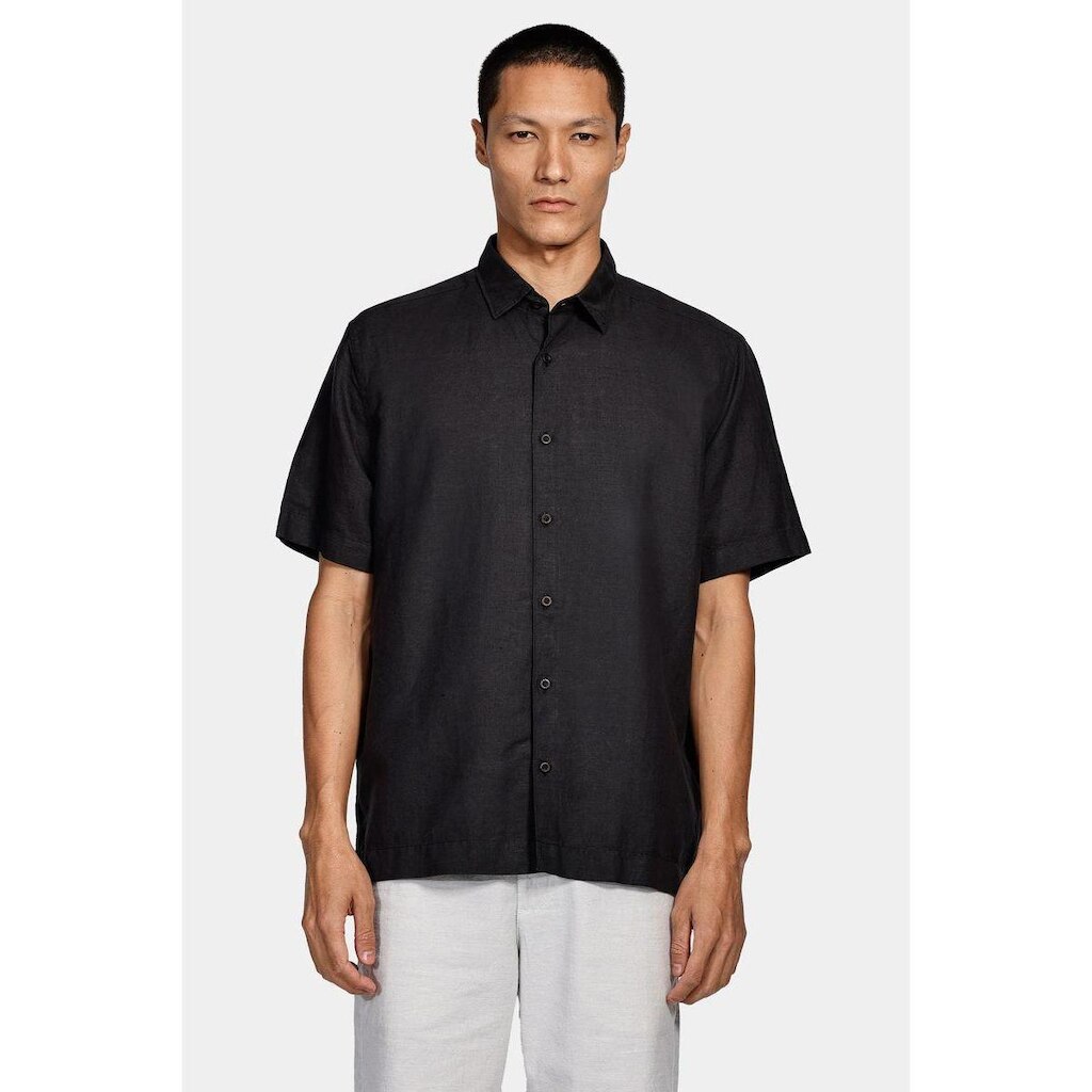 Camisa Aramis Manga Curta Regular Linho Martinelli Preto