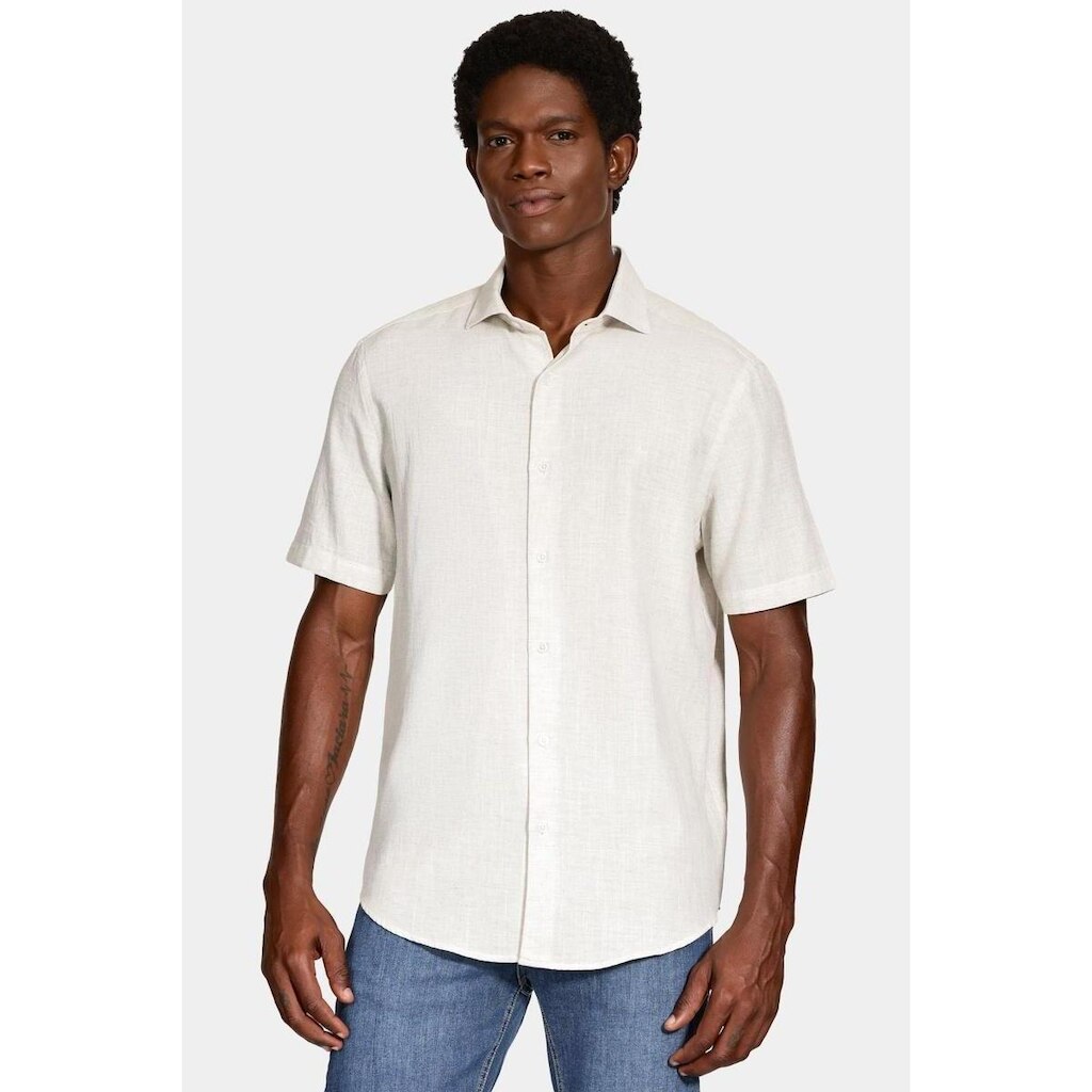 Camisa Aramis Manga Curta Slim Linho Mescla Natural