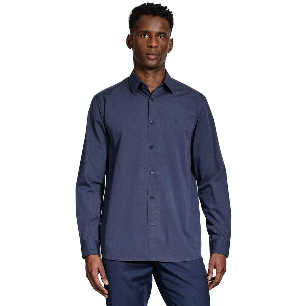 Camisa Aramis Manga Longa Algodão Egípcio Azul Forte