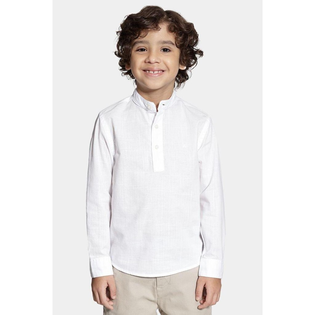 Camisa Aramis Manga Longa Infantil Bata Flamê Branco