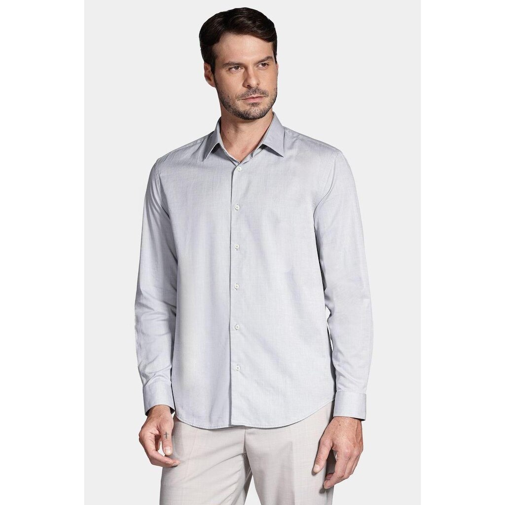 Camisa Aramis Manga Longa Regular Cinza Claro