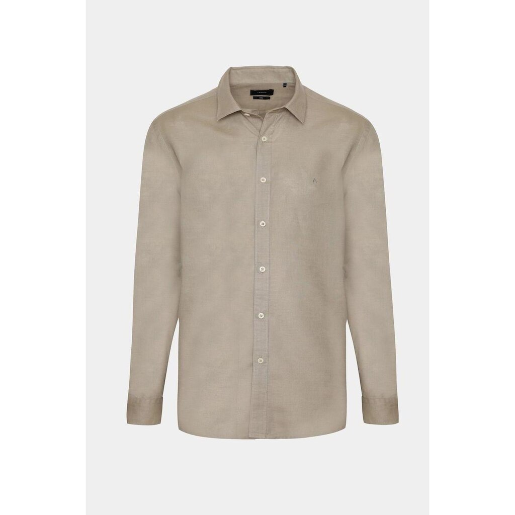 Camisa Aramis Manga Longa Regular Linho Caqui