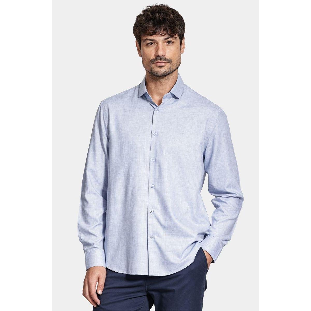 Camisa Aramis Regular Melange Azul Escuro