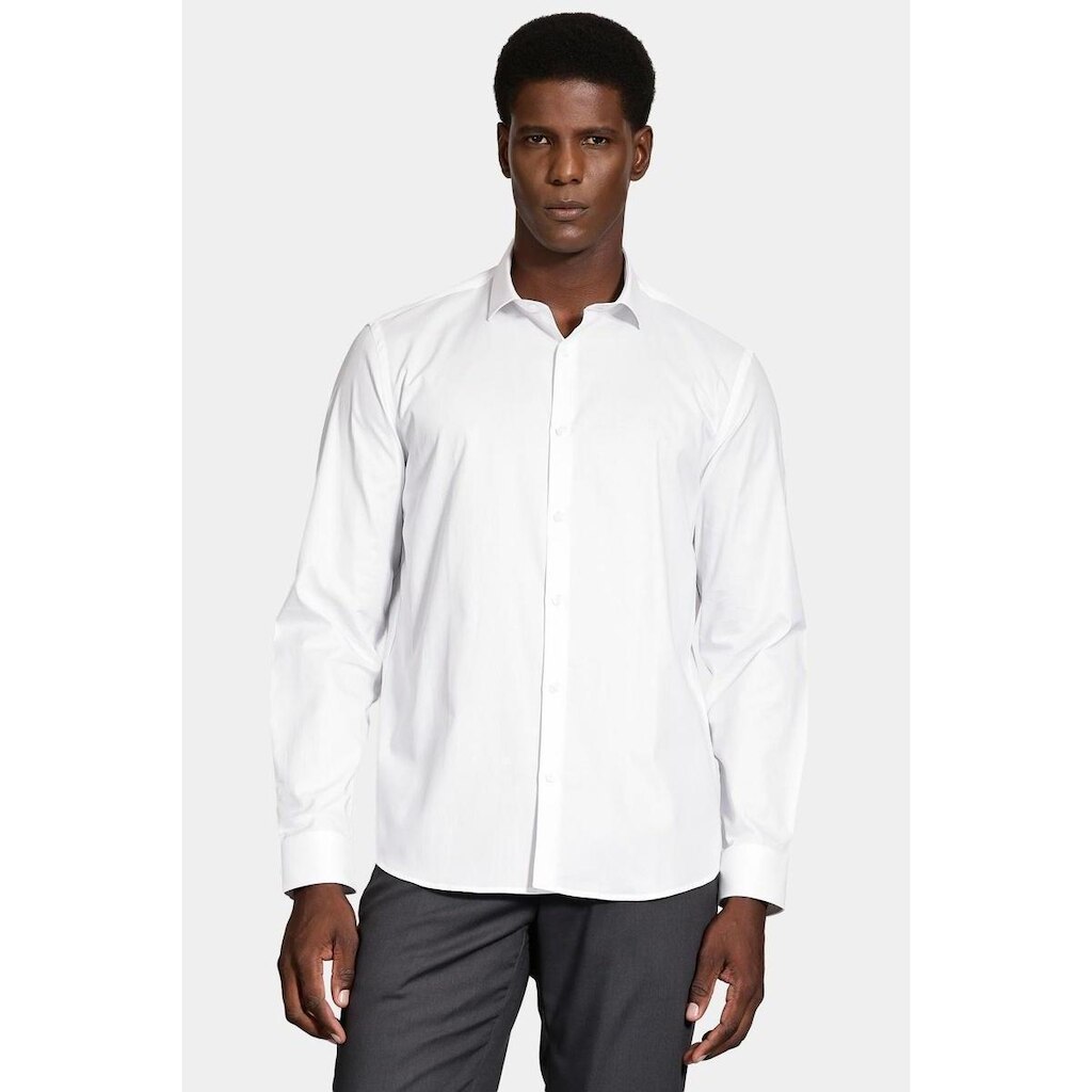 Camisa Aramis Manga Longa Regular Tricoline Maquineta Branco