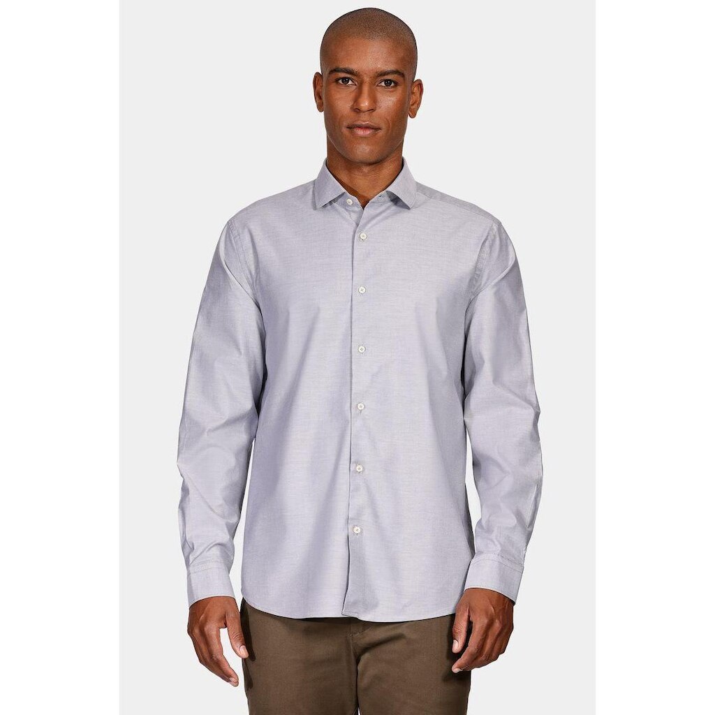 Camisa Aramis Manga Longa Slim Sarja Pima Stretch Cinza