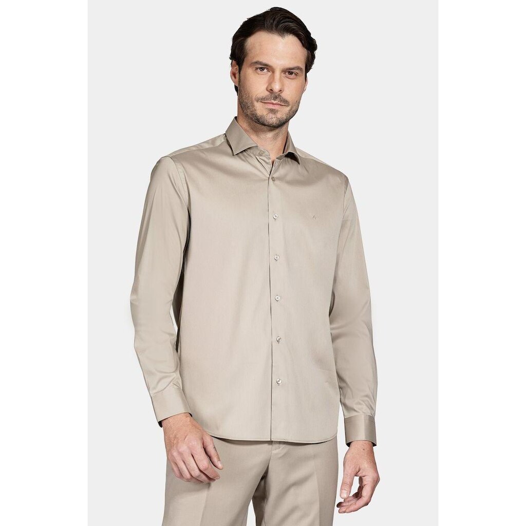 Camisa Aramis Manga Longa Tech Cotton Blend Caqui