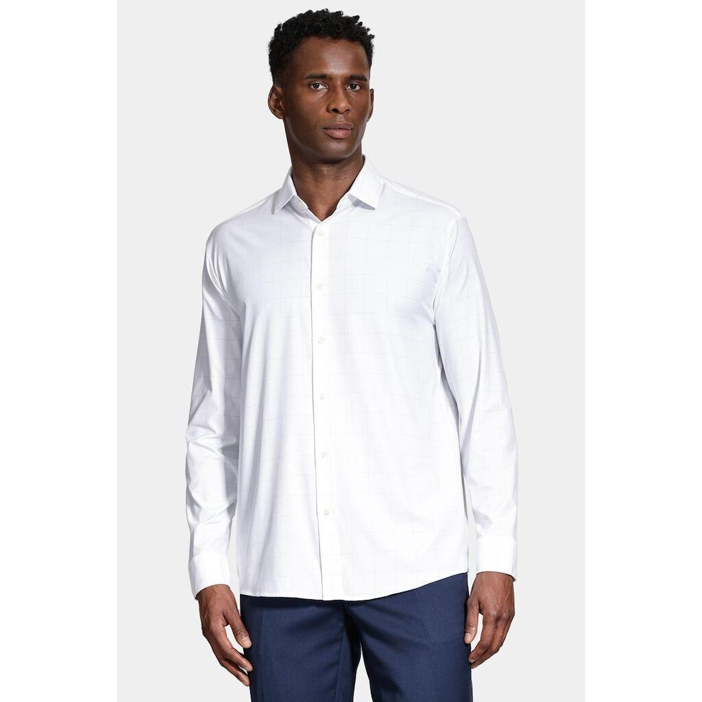 Camisa Aramis Manga Longa Tech Flex Xadrez Branca