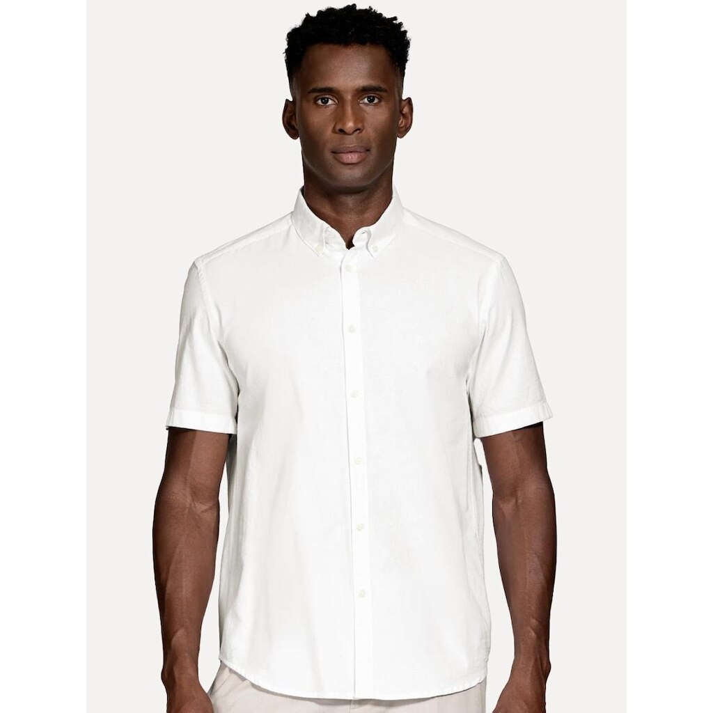 Camisa Aramis Masculina Manga Curta Slim Oxford Planalto Branco