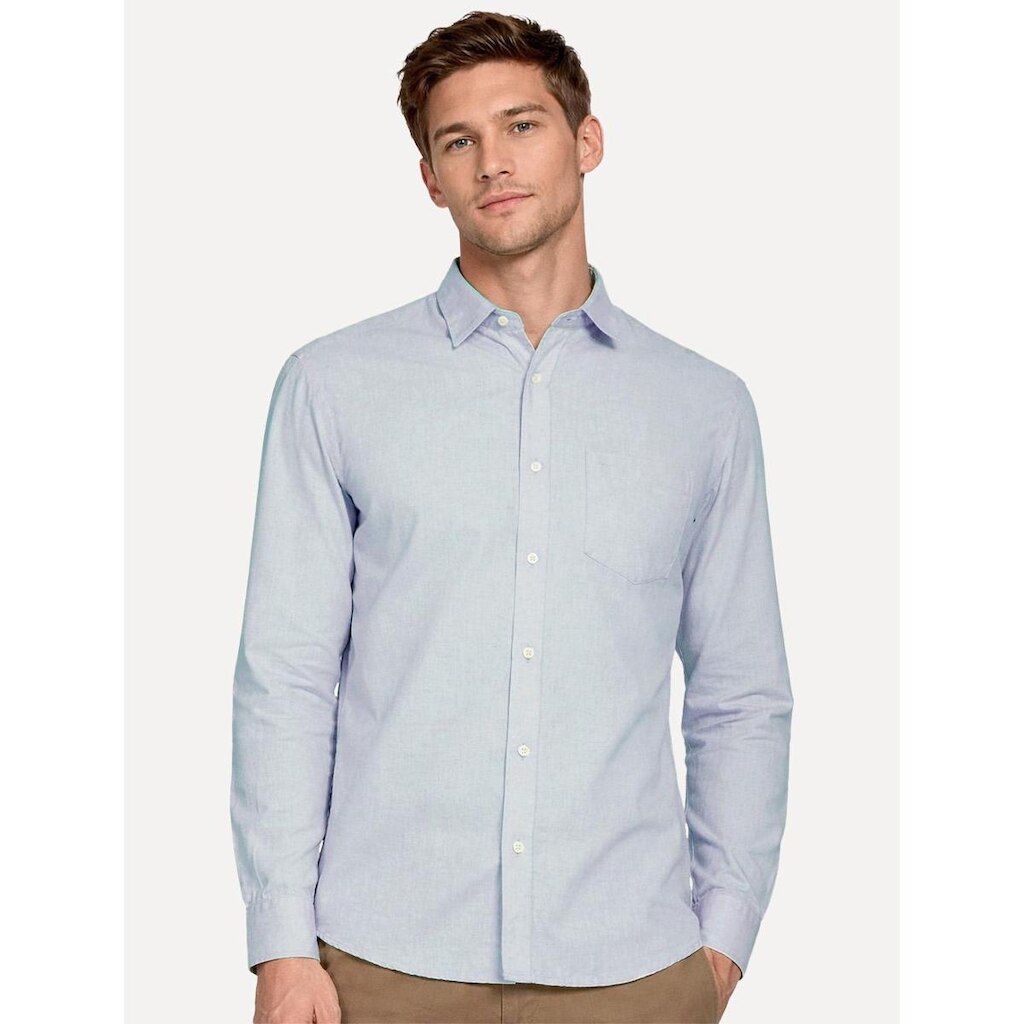 Camisa Aramis Masculina Regular Algodão Lotte Pocket Azul Médio