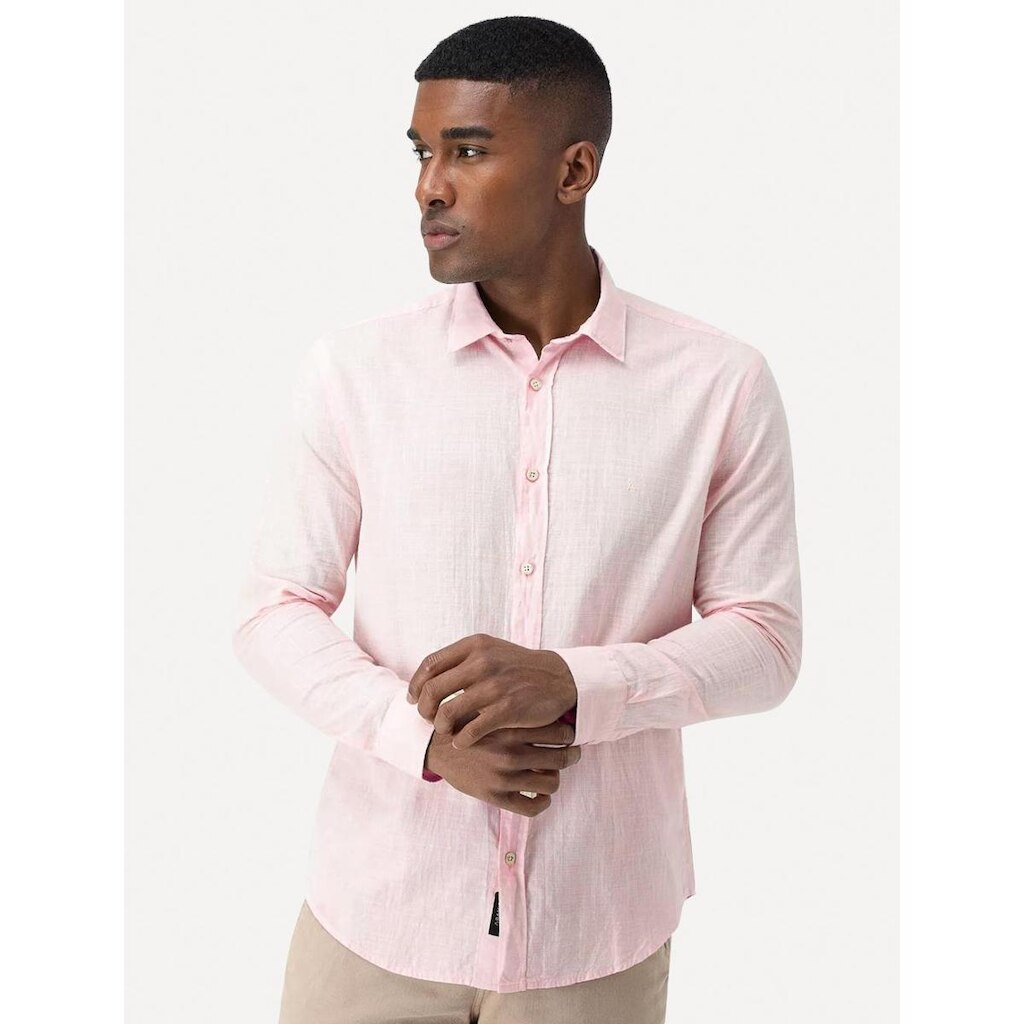 Camisa Aramis Masculina Slim Flame Lisa Rosa Claro