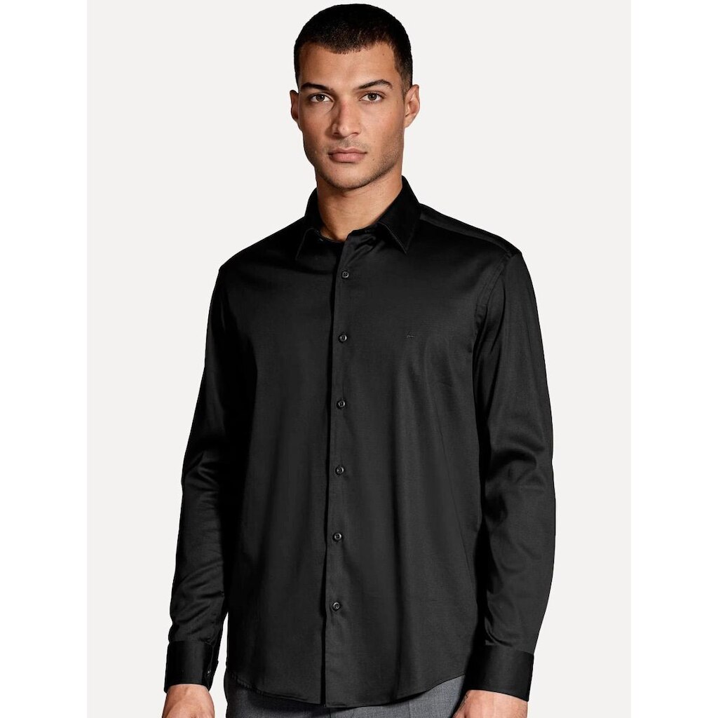 Camisa Aramis Masculina Slim Stretch Cetim Hudson Preta