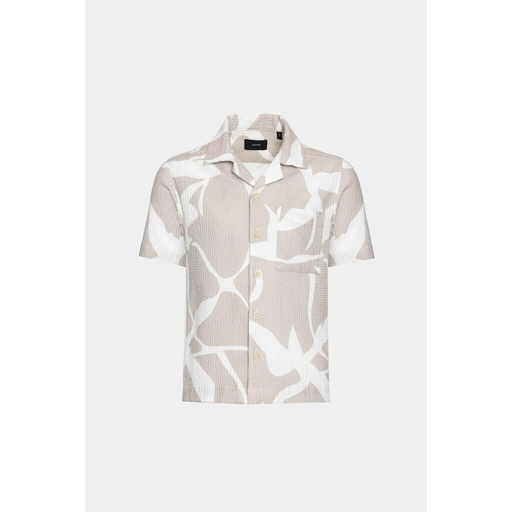 Camisa Aramis Regular Manga Curta Infantil Caqui Branco
