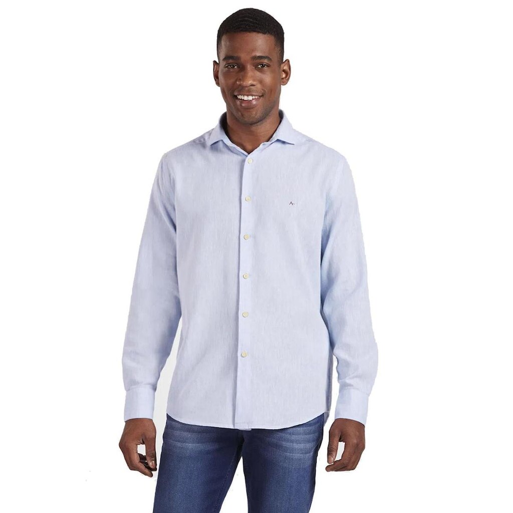 Camisa Aramis Slim Linho E Algodão Azul Claro Tam. P