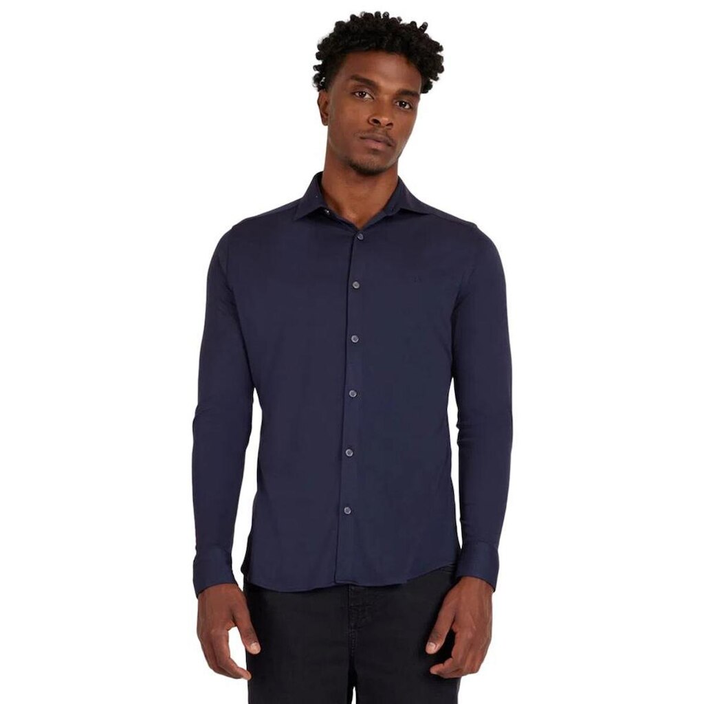 Camisa Aramis Slim Malha Modal Azul Escuro