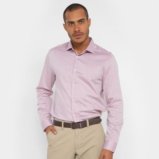 Camisa Aramis Slim Maquinetada Manga Longa Masculina - Vinho Menor preço em Camisa Aramis Slim Maquinetada Manga Longa Masculina - Vinho