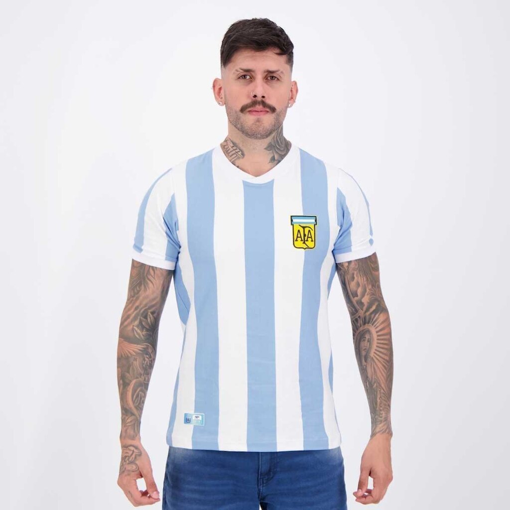 Camisa Argentina Retrô 1978 Listrada Masculina