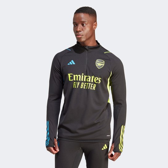 Camisa Arsenal 23/24 Treino Adidas Manga Longa Masculina - Preto Menor preço em Camisa Arsenal 23/24 Treino Adidas Manga Longa Masculina - Preto
