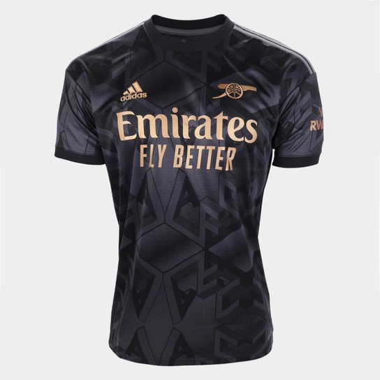 Camisa Arsenal Away 22/23 s/n° Torcedor Adidas Masculina - Preto Menor preço em Camisa Arsenal Away 22/23 s/n° Torcedor Adidas Masculina - Preto