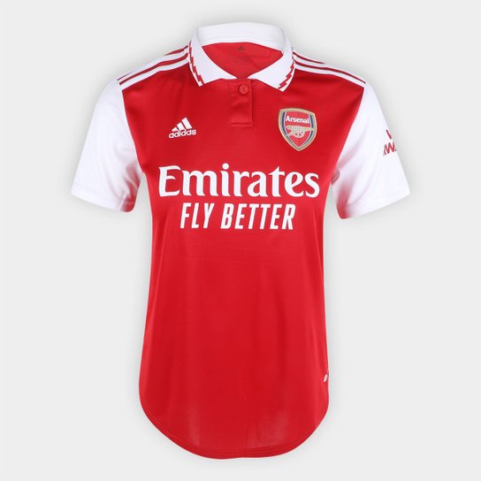 Camisa Arsenal I Home 22/23 s/n° Torcedor Adidas Feminina - Laranja+Branco Menor preço em Camisa Arsenal I Home 22/23 s/n° Torcedor Adidas Feminina - Laranja+Branco