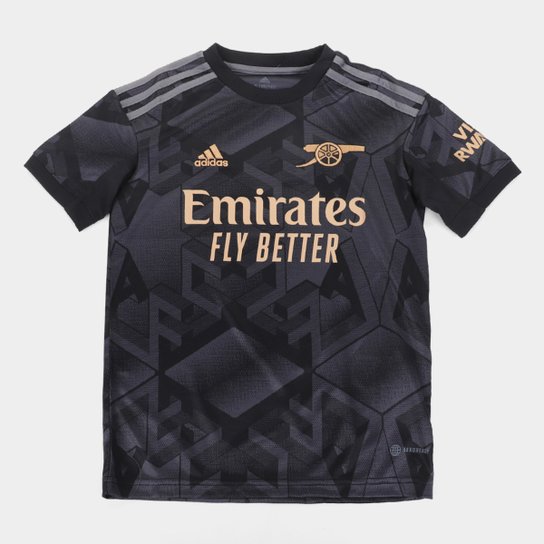 Camisa Arsenal Juvenil Away 22/23 s/n° Torcedor Adidas - Preto Menor preço em Camisa Arsenal Juvenil Away 22/23 s/n° Torcedor Adidas - Preto