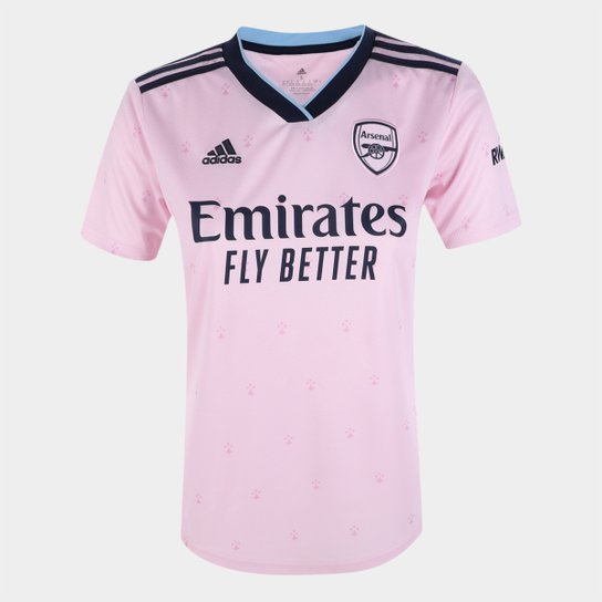 Camisa Arsenal Third 22/23 s/n° Torcedor Adidas Feminina - Pink Menor preço em Camisa Arsenal Third 22/23 s/n° Torcedor Adidas Feminina - Pink