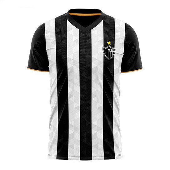 Camisa Atlético Mineiro Brains Preta e Branca - Preto Menor preço em Camisa Atlético Mineiro Brains Preta e Branca - Preto