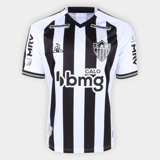 Camisa Atlético Mineiro I 20/21 s/n° Torcedor Le Coq Masculina - Branco+Preto Menor preço em Camisa Atlético Mineiro I 20/21 s/n° Torcedor Le Coq Masculina - Branco+Preto