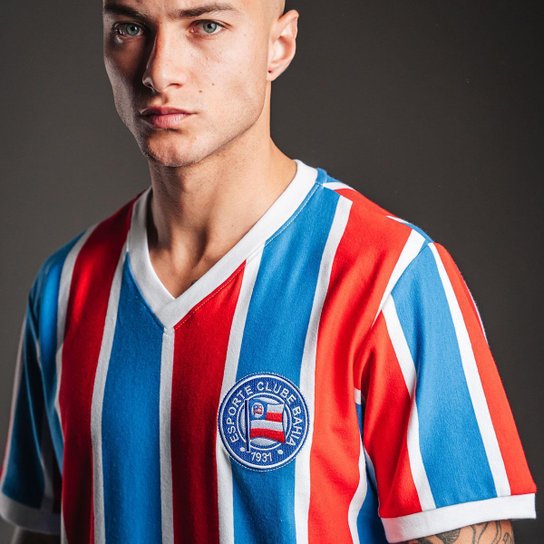 Camisa Bahia Retrô 1988 Masculina - Vermelho e Azul Menor preço em Camisa Bahia Retrô 1988 Masculina - Vermelho e Azul