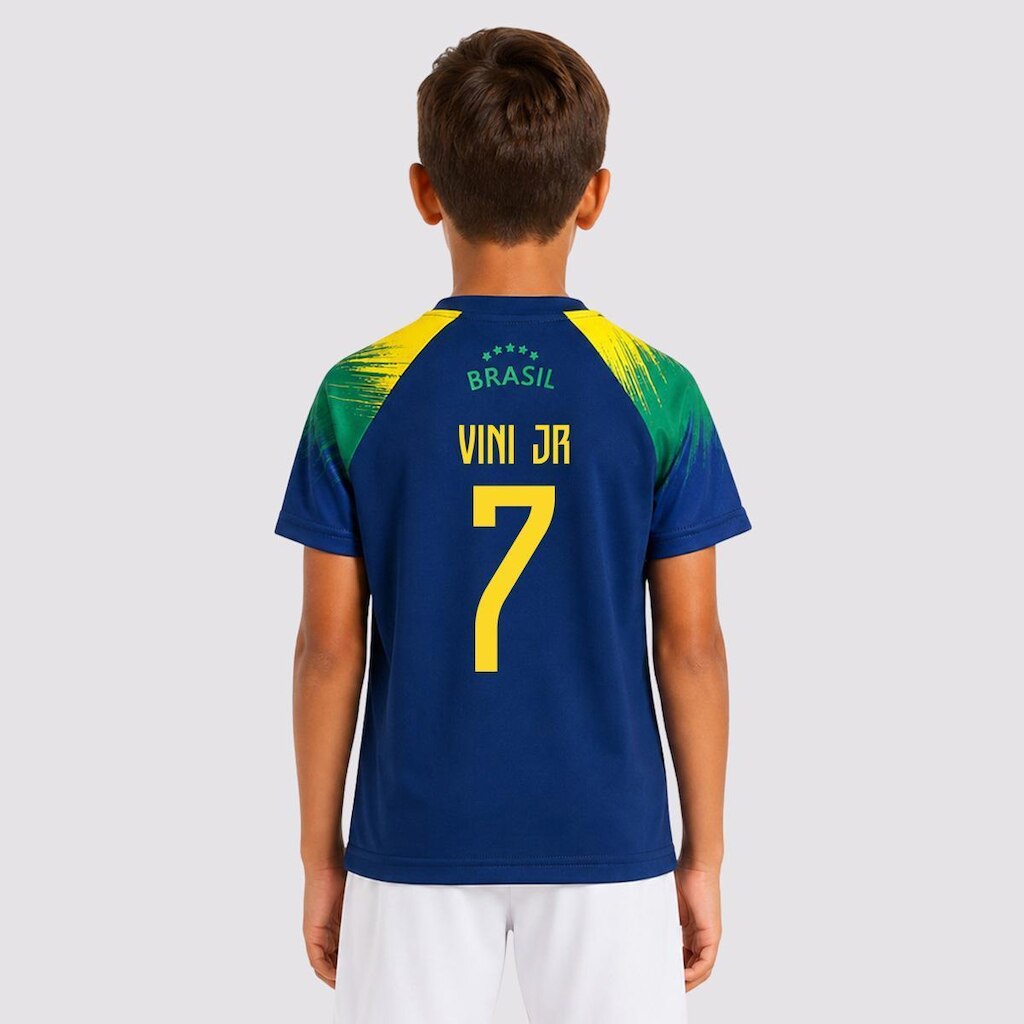 Camisa Balboa Brasil Raglan Infantil Marinho 7 VINI JR