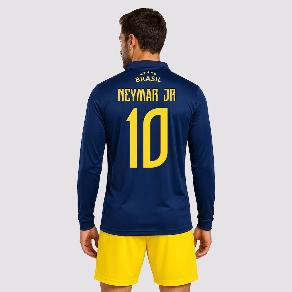 Camisa Balboa Brasil Seleça Manga Longa Marinho 10 Neymar Jr