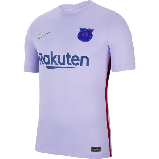 Camisa Barcelona Away 21/22 s/n° Torcedor Nike Masculina - Roxo Menor preço em Camisa Barcelona Away 21/22 s/n° Torcedor Nike Masculina - Roxo