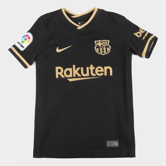 Camisa Barcelona Juvenil Away 20/21 s/n° Torcedor Nike - Preto+Dourado Menor preço em Camisa Barcelona Juvenil Away 20/21 s/n° Torcedor Nike - Preto+Dourado