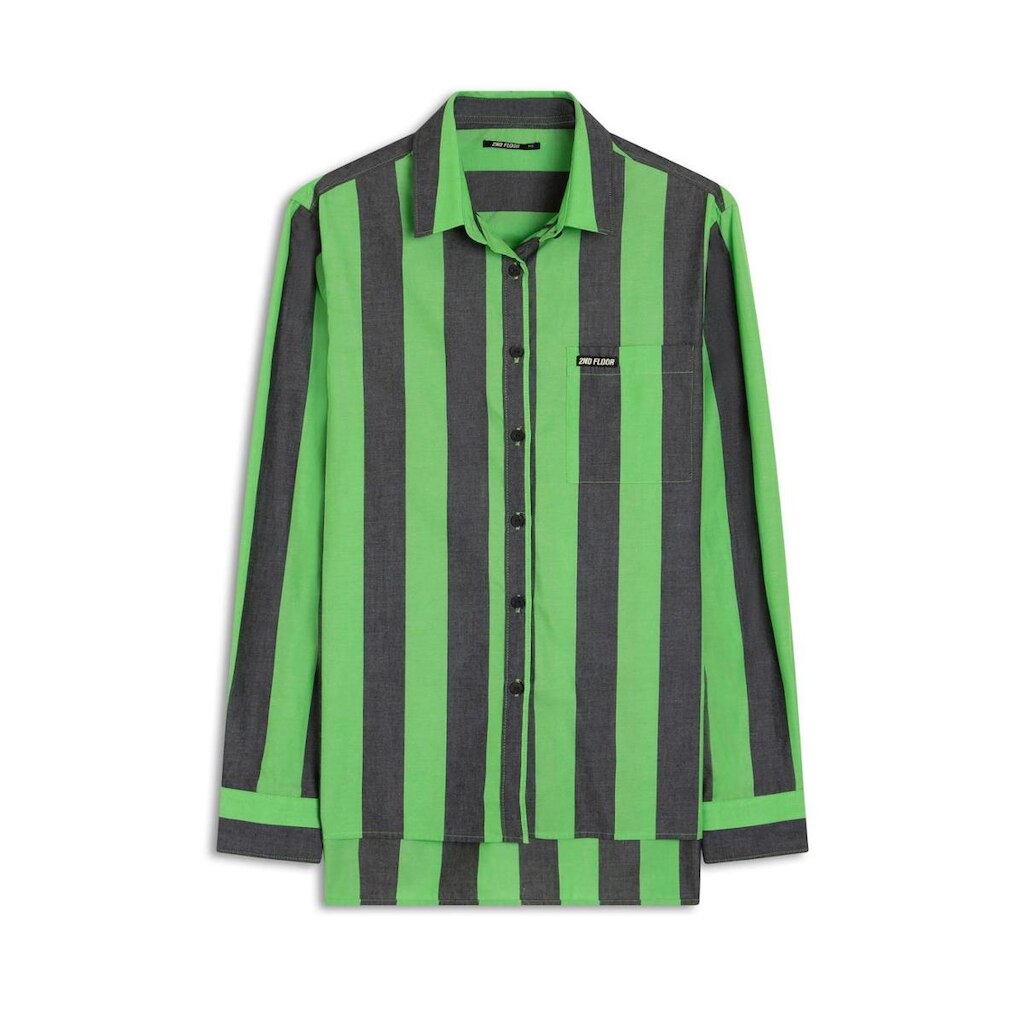 Camisa Bari Stripes   Verde fluor M