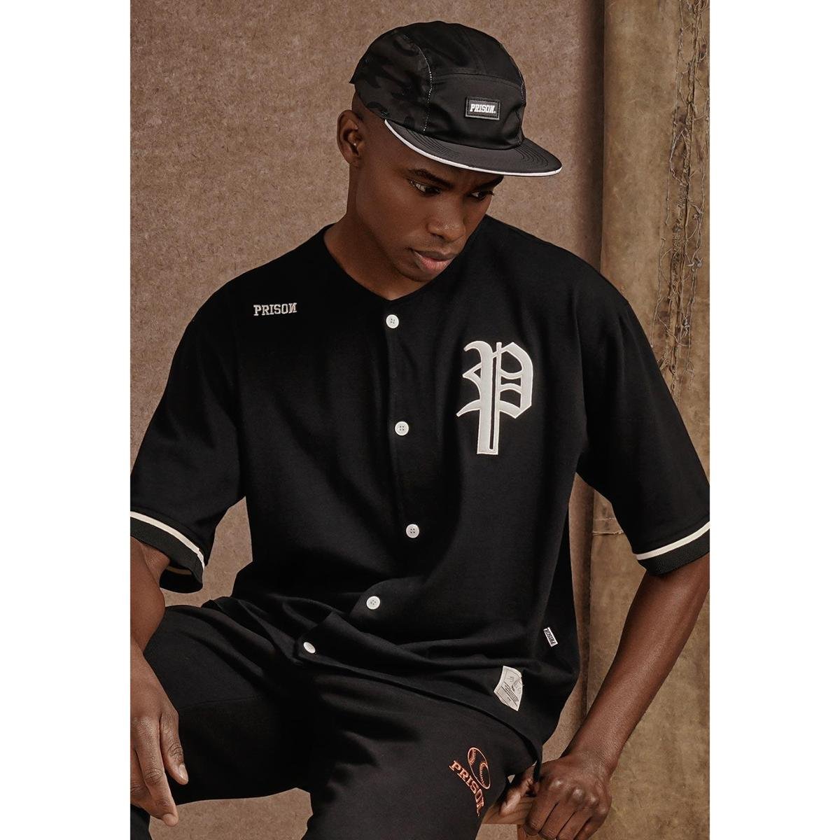 Camisa Baseball Jarsey Prison Premium Bordada - Preto | Netshoes