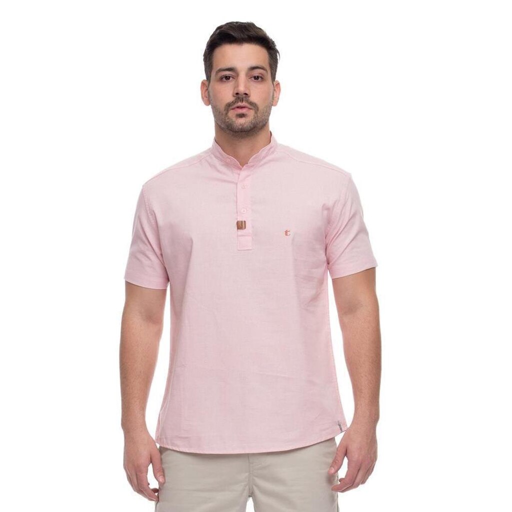 Camisa Bata Manga Curta Masculina Linho Estilo Praia