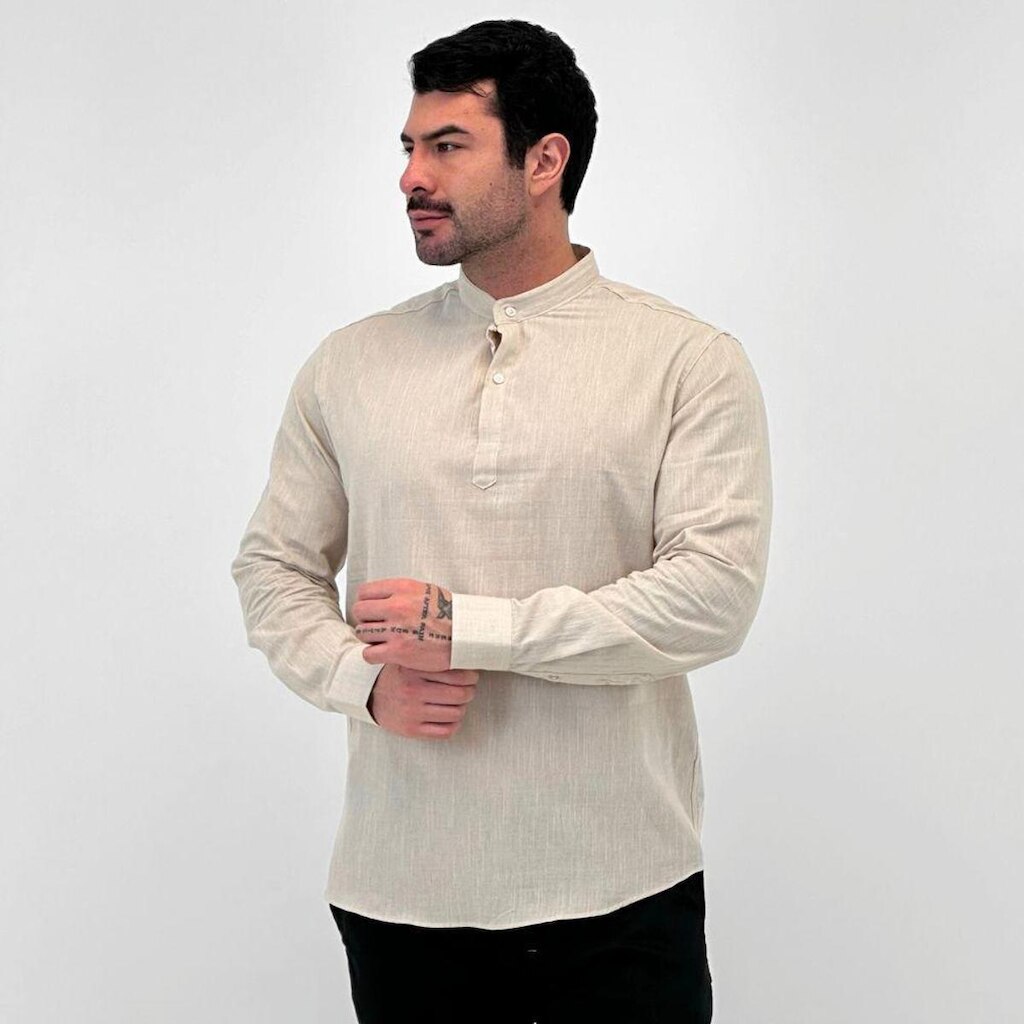 Camisa Bata Sibra Manga Longa Masculina