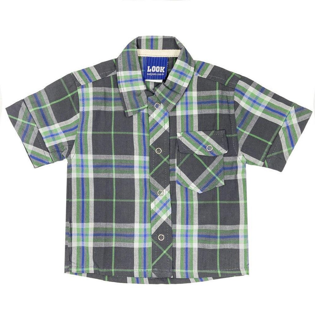 Camisa Bebê Look Jeans Clássica Xadrez Verde - G - UNICA