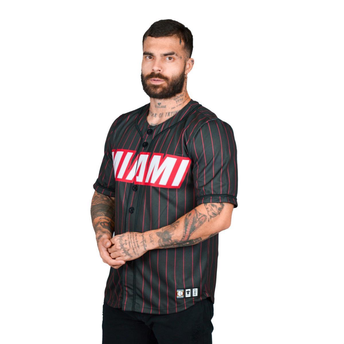Camisa Beisebol Baseball Miami Jersey Retrô Jrkt Sports Dry - Preto ...