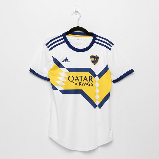 Camisa Boca Juniors Away 20/21 s/n° Torcedor Adidas Feminina - Branco+Azul Menor preço em Camisa Boca Juniors Away 20/21 s/n° Torcedor Adidas Feminina - Branco+Azul