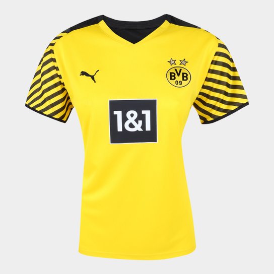 Camisa Borussia Dortmund Home 21/22 s/n° Torcedor Puma Feminina - Amarelo Menor preço em Camisa Borussia Dortmund Home 21/22 s/n° Torcedor Puma Feminina - Amarelo