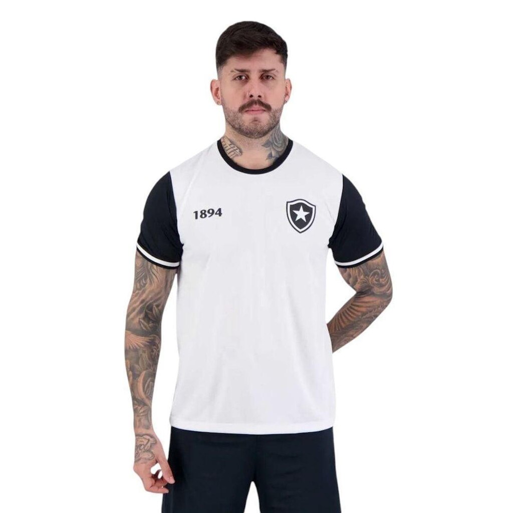 Camisa Botafogo Braziline Troféu Masculina - Branco e Preto G
