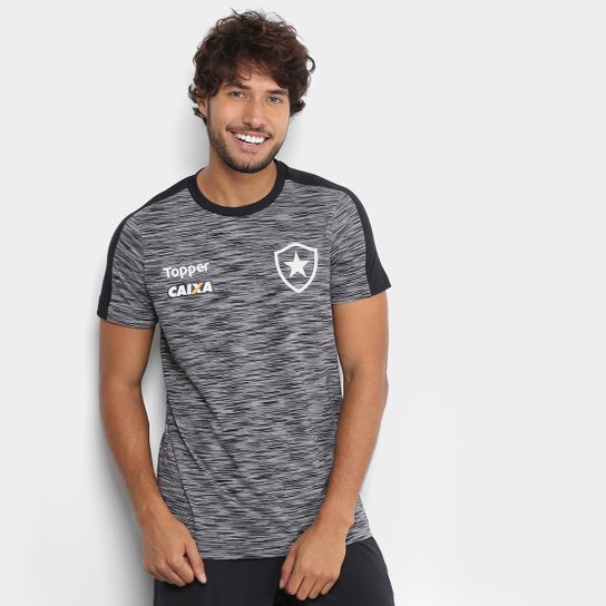 Camisa Botafogo Concentração Atleta Topper Masculina - Cinza Menor preço em Camisa Botafogo Concentração Atleta Topper Masculina - Cinza