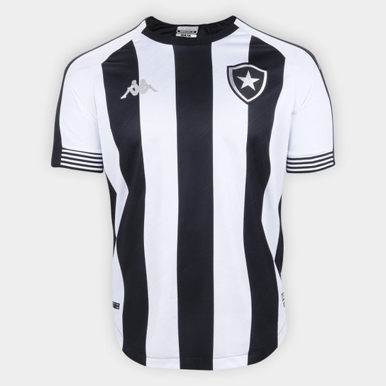 Camisa Botafogo I 20/21 s/n° Torcedor Kappa Masculina - Preto+Branco Menor preço em Camisa Botafogo I 20/21 s/n° Torcedor Kappa Masculina - Preto+Branco