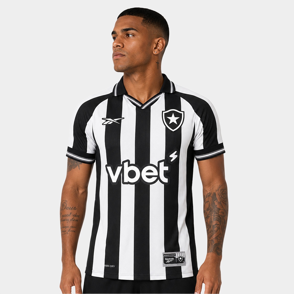 Camisa Botafogo I 2526 Sn Torcedor Reebok Masculina Branco Preto