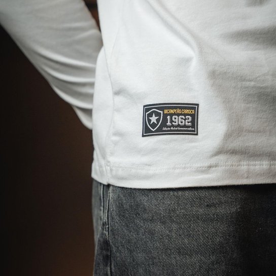 Camisa Botafogo Retrô Nilton Santos 1962 Branca Manga Longa Masculina
