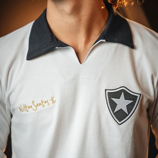 Camisa Botafogo Retrô Nilton Santos 1962 Branca Manga Longa Masculina