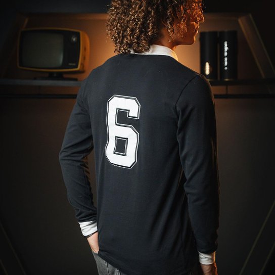 Camisa Botafogo Retrô Nilton Santos 1962 Preta Manga Longa Masculina