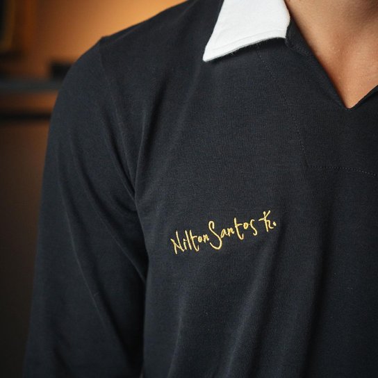 Camisa Botafogo Retrô Nilton Santos 1962 Preta Manga Longa Masculina