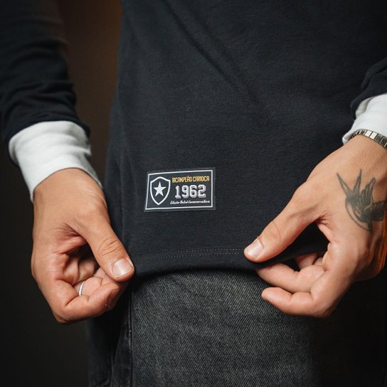 Camisa Botafogo Retrô Nilton Santos 1962 Preta Manga Longa Masculina